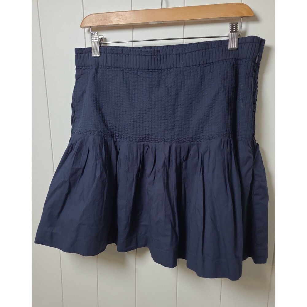 By Anthropologie Smocked Skirt Women Size Medium Blue Flared Cotton